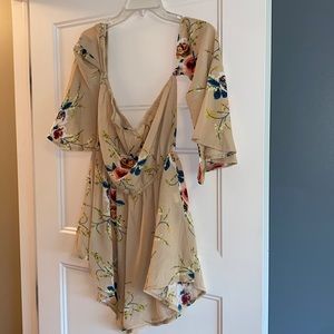 Chiffon Floral Cold Shoulder Romper